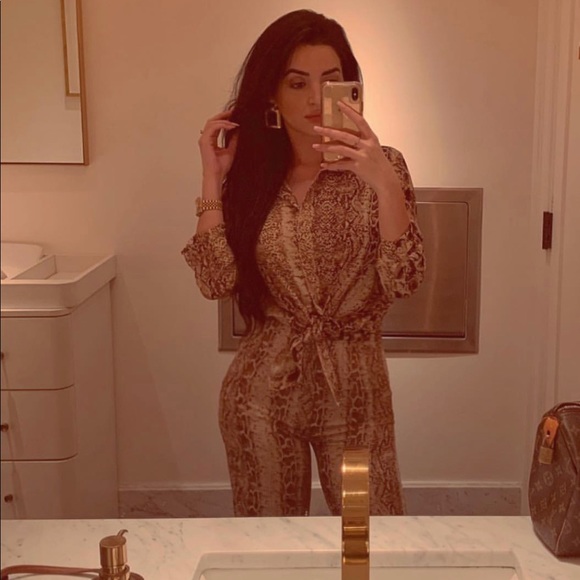 Brown Snake Print Wide Leg Pants - Picture 2 of 4